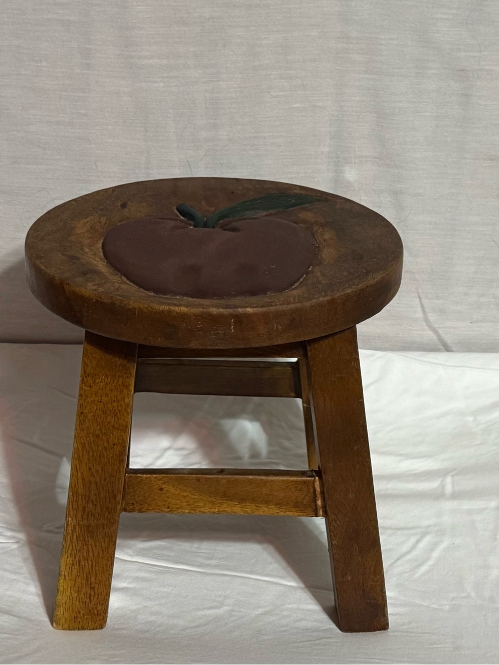 Vintage Wooden Apple Foot Stool Rustic Farmhouse Country Decor